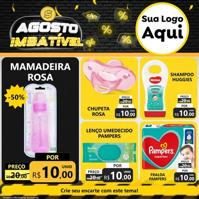 Modelo de Rede Social para Feed Facebook com o tema Agosto Imbatível para Bebês