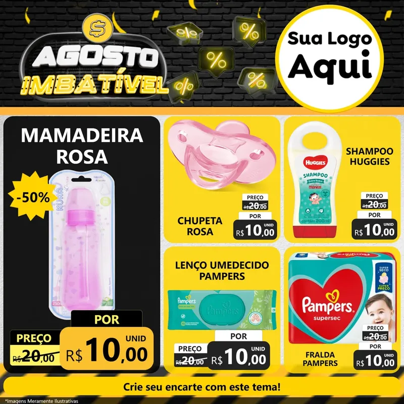 Modelo de Rede Social para Feed Facebook com o tema Agosto Imbatível para Bebês