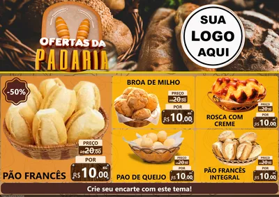 Modelo de Encarte para Encarte A4 Horizontal com o tema Ofertas da Padaria para Padaria