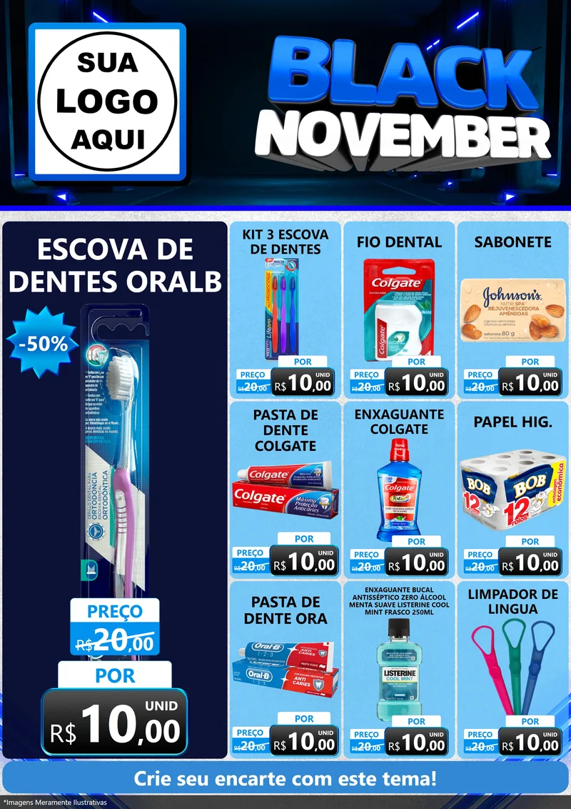 Modelo de Encarte para Encarte A4 Vertical com o tema Black November para Higiene Pessoal