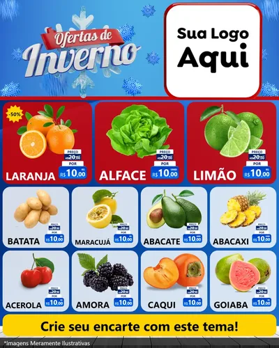 Modelo de Rede Social para Feed Instagram com o tema Ofertas de Inverno para Hortifrúti