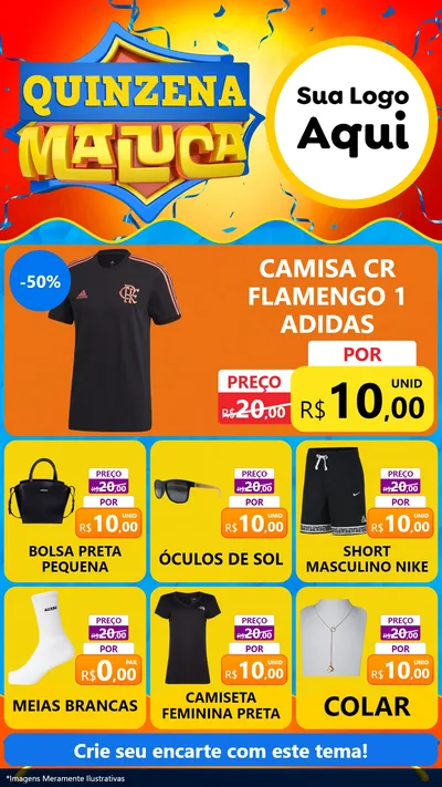 Modelo de Rede Social para Stories com o tema Quinzena Maluca para Roupas e acessórios