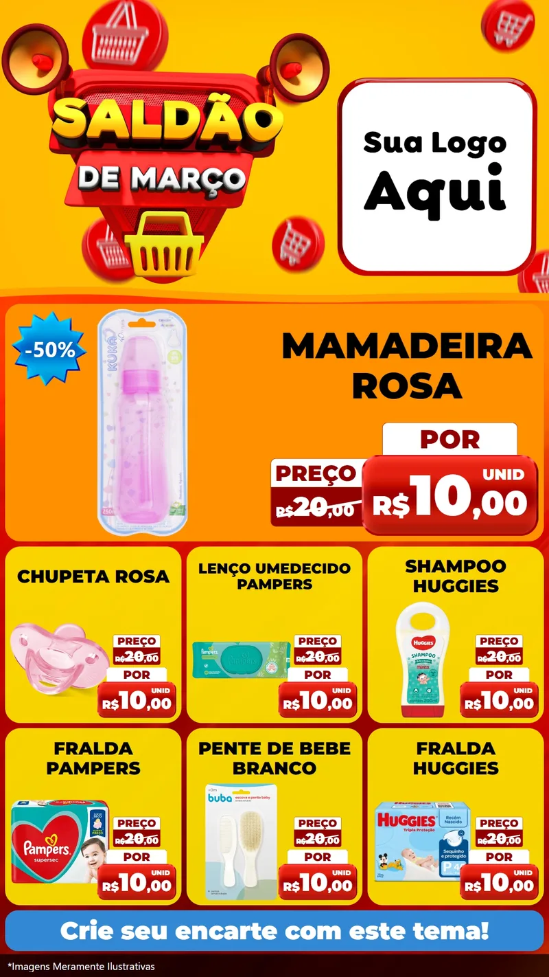 Modelo de Rede Social para Stories com o tema Saldão de Março para Bebês