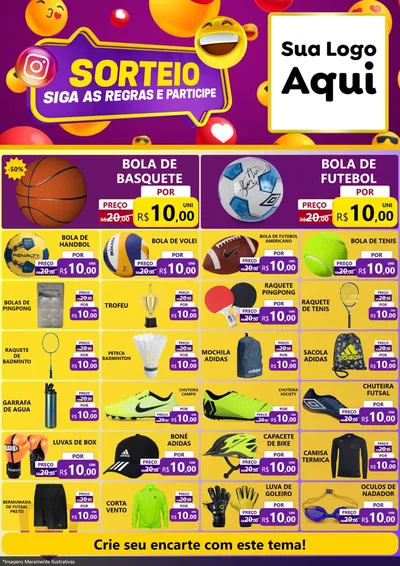 Modelo de Encarte para Encarte A4 Vertical com o tema Sorteio para Artigos Esportivos