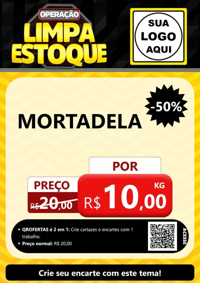 Modelo de Cartaz para Cartaz A4 Vertical com o tema Operação Limpa Estoque para Frios e Laticínios