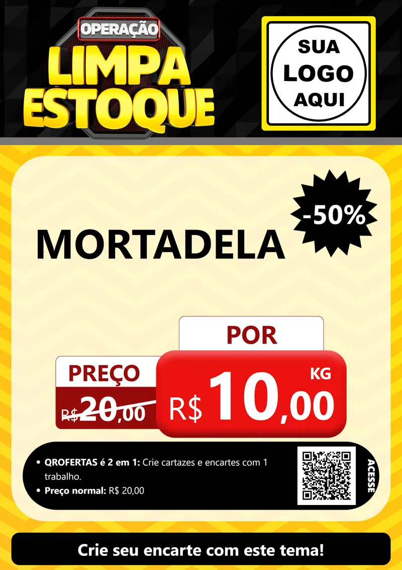 Modelo de Cartaz para Cartaz A4 Vertical com o tema Operação Limpa Estoque para Frios e Laticínios