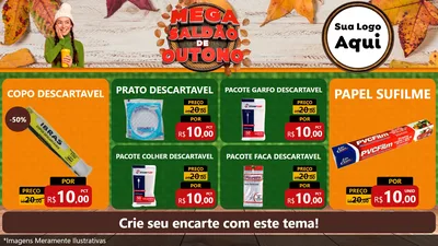 Modelo de TV para TV Horizontal com o tema Mega Saldão de Outono para Embalagens