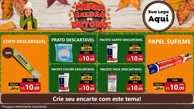 Modelo de TV para TV Horizontal com o tema Mega Saldão de Outono para Embalagens