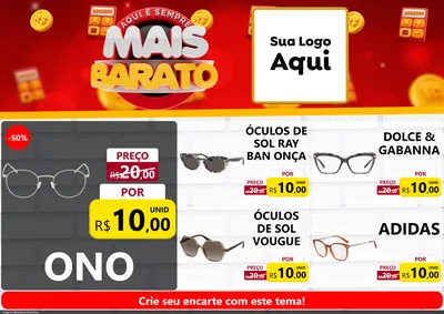 Modelo de Encarte para Encarte A4 Horizontal com o tema Mais Barato para Óticas