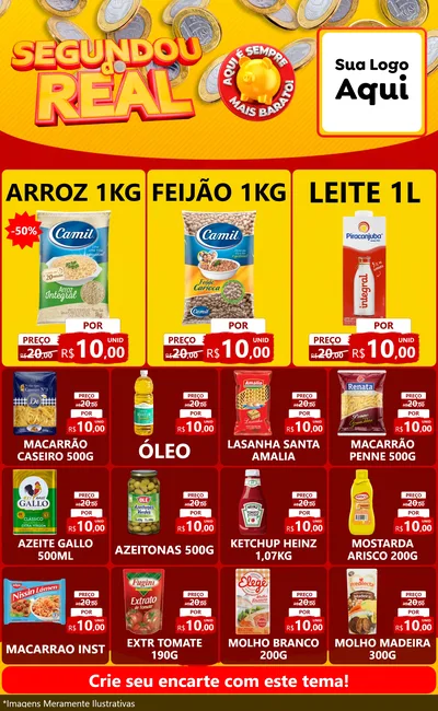 Modelo de Encarte para Encarte Grande com o tema Segundou do Real para Supermercado