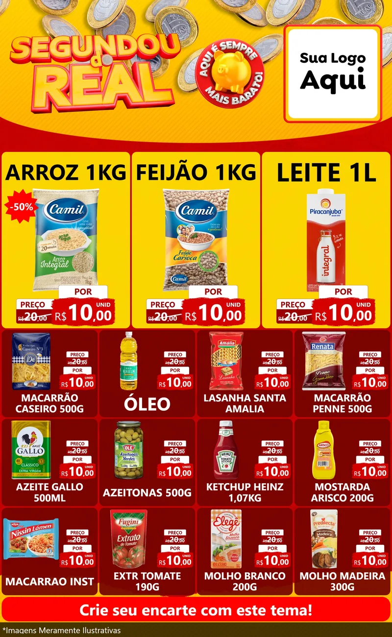 Modelo de Encarte para Encarte Grande com o tema Segundou do Real para Supermercado
