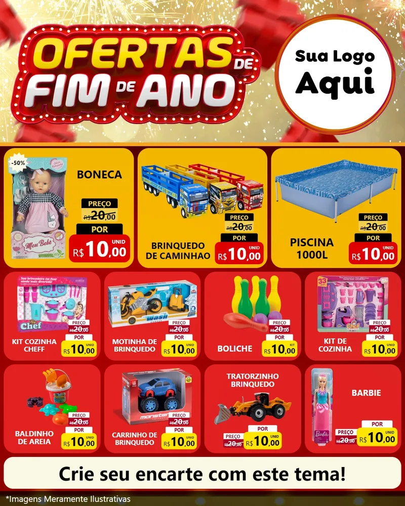 Modelo de Rede Social para Feed Instagram com o tema Ofertas de Fim de Ano para Brinquedos