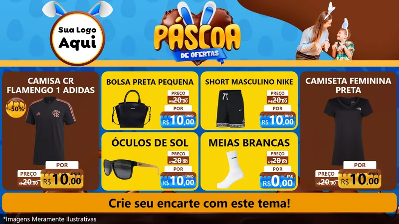 Modelo de TV para TV Horizontal com o tema Páscoa de Ofertas para Roupas e acessórios