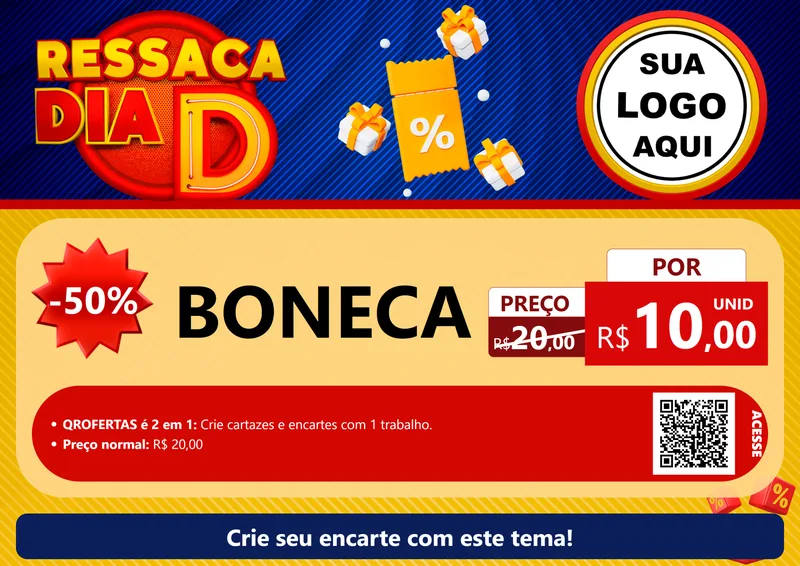 Modelo de Cartaz para Cartaz A4 Horizontal com o tema Ressaca Dia D para Brinquedos
