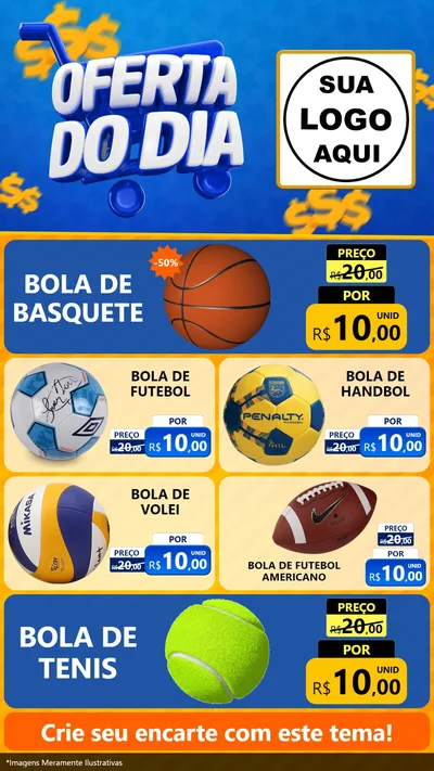Modelo de TV para TV Vertical com o tema Oferta do Dia para Artigos Esportivos