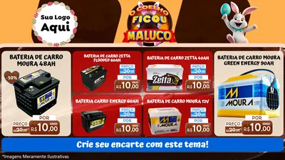 Modelo de TV para TV Horizontal com o tema O Coelho Ficou Maluco - Páscoa para Baterias Elétricas