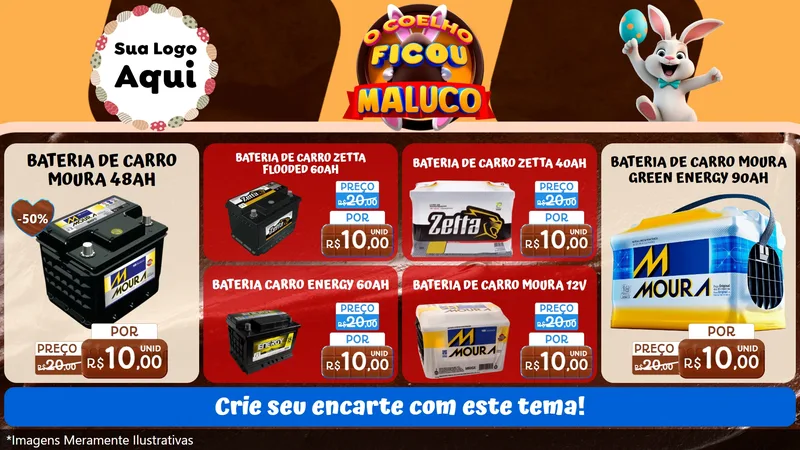 Modelo de TV para TV Horizontal com o tema O Coelho Ficou Maluco - Páscoa para Baterias Elétricas