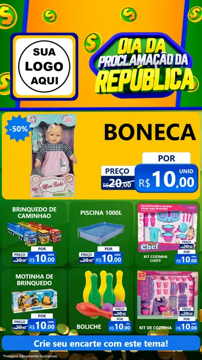 Modelo de Rede Social para Stories com o tema Dia Da Proclamação da República para Brinquedos
