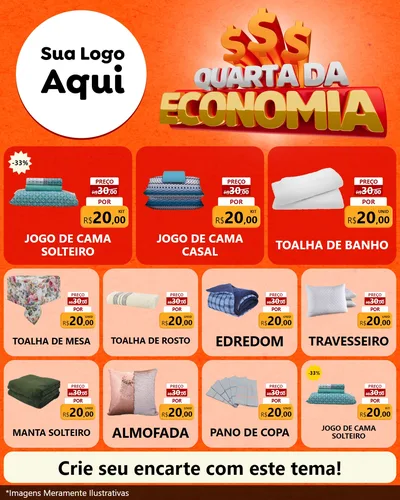 Modelo de Rede Social para Feed Instagram com o tema Quarta da Economia para Cama, Mesa e Banho