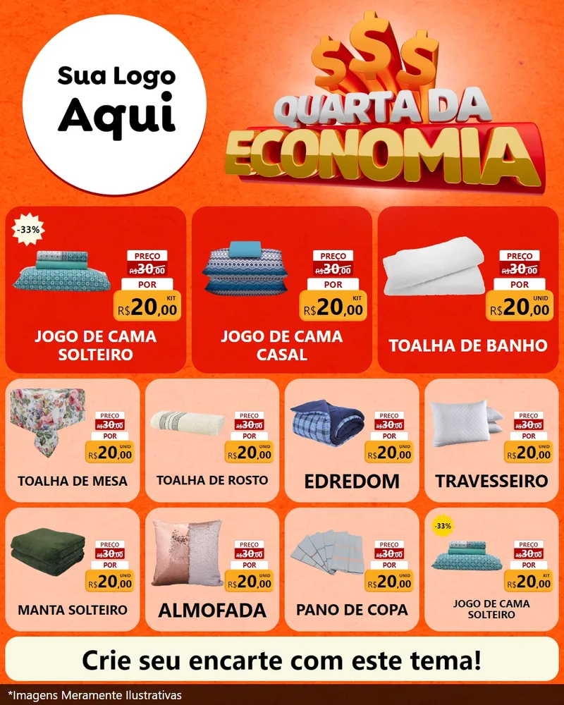 Modelo de Rede Social para Feed Instagram com o tema Quarta da Economia para Cama, Mesa e Banho