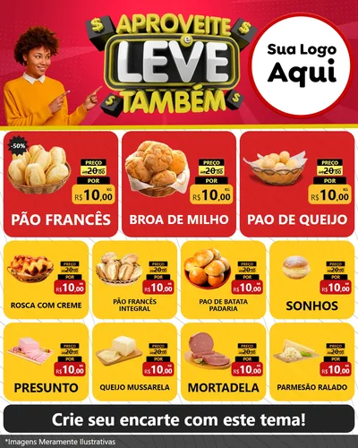 Modelo de Rede Social para Feed Instagram com o tema Aproveite e Leve Também para Padaria