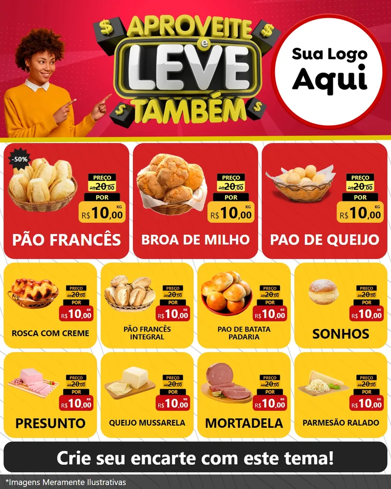 Modelo de Rede Social para Feed Instagram com o tema Aproveite e Leve Também para Padaria