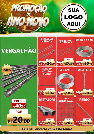 Modelo de Encarte para Encarte A4 Vertical com o tema Promoção de Ano Novo para Ferragens