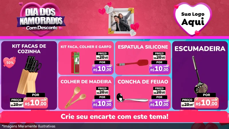 Modelo de TV para TV Horizontal com o tema Dia Dos Namorados Com Desconto para Utilidades Domésticas
