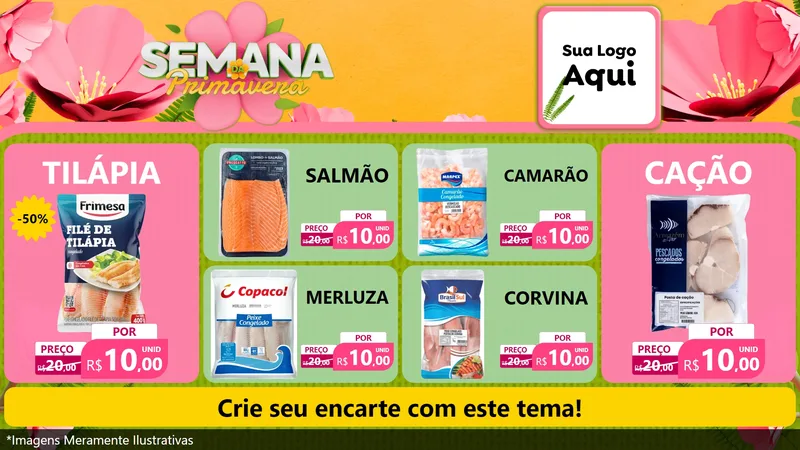 Modelo de TV para TV Horizontal com o tema Semana da Primavera para Peixaria