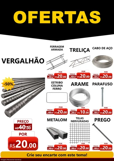 Modelo de Encarte para Encarte A4 Vertical com o tema Ofertas Preto e Vermelho Cartaz para Ferragens