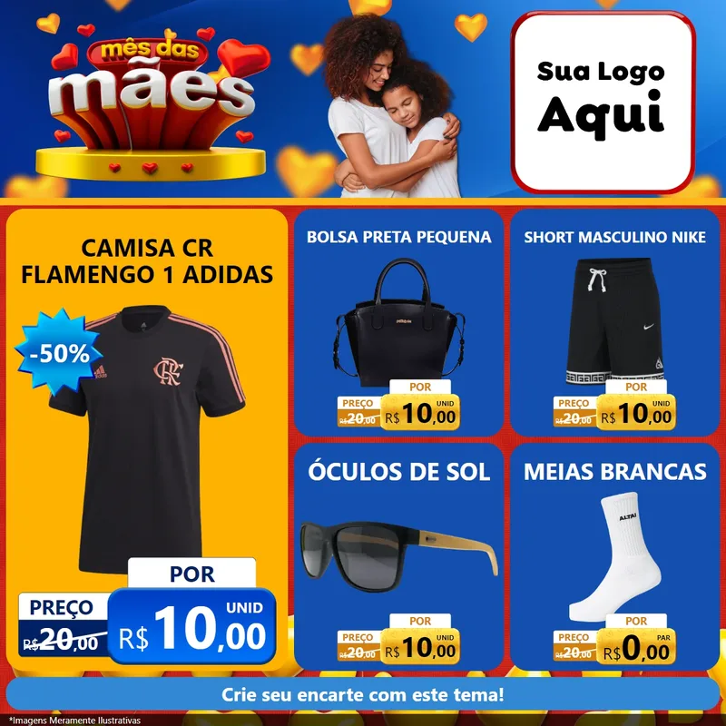 Modelo de Rede Social para Feed Facebook com o tema Mês das Mães para Roupas e acessórios