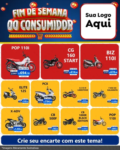 Modelo de Rede Social para Feed Instagram com o tema Fim de Semana do Consumidor para Concessionaria de Motos