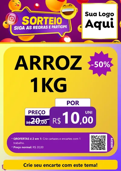 Modelo de Cartaz para Cartaz A4 Vertical com o tema Sorteio para Supermercado
