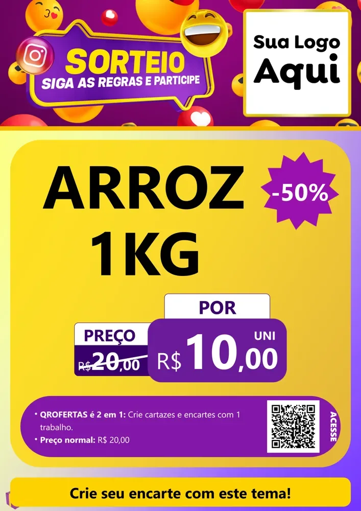 Modelo de Cartaz para Cartaz A4 Vertical com o tema Sorteio para Supermercado