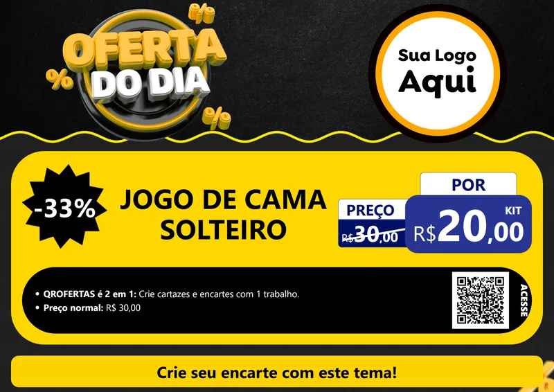 Modelo de Cartaz para Cartaz A4 Horizontal com o tema Oferta Do Dia para Cama, Mesa e Banho