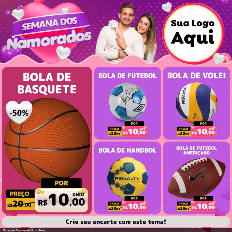 Modelo de Rede Social para Feed Facebook com o tema Semana dos Namorados para Artigos Esportivos