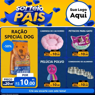 Modelo de Rede Social para Feed Facebook com o tema Sorteio Dia dos Pais para Pet Shop