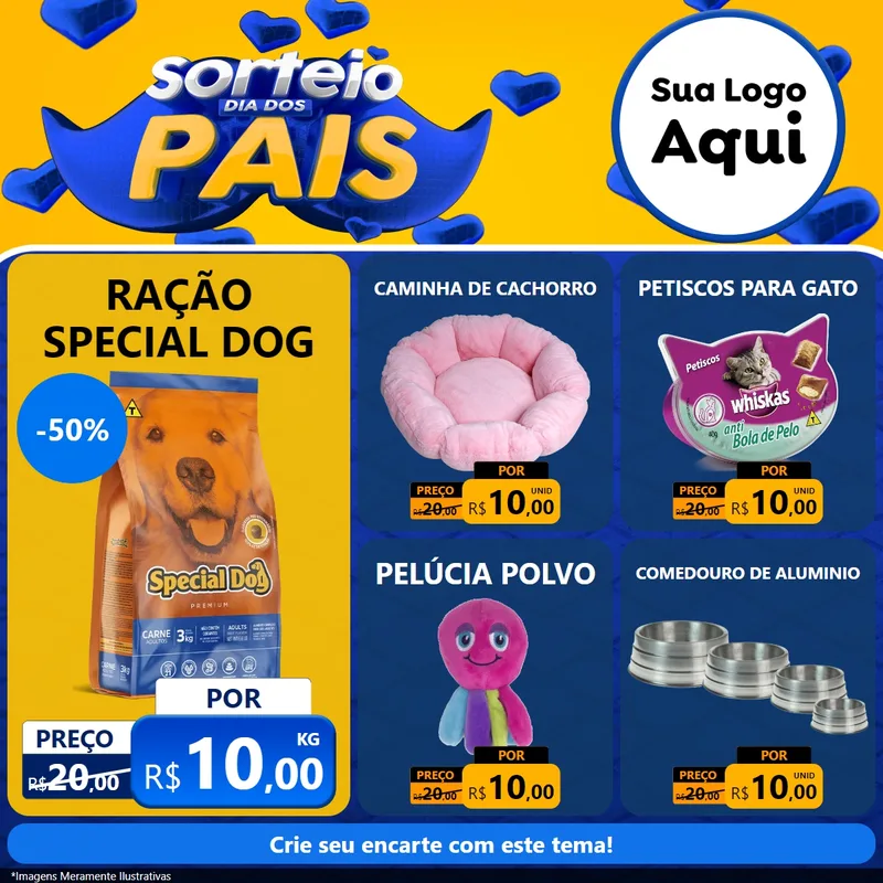 Modelo de Rede Social para Feed Facebook com o tema Sorteio Dia dos Pais para Pet Shop