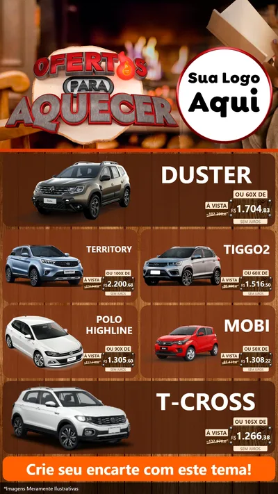 Modelo de TV para TV Vertical com o tema Ofertas Para Aquecer para Concessionaria de Carros