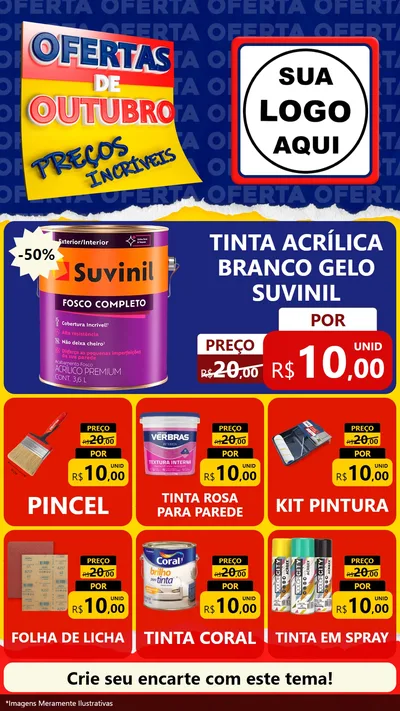 Modelo de Rede Social para Stories com o tema Ofertas de Outubro - Preços Incríveis para Tintas e Ferramentas