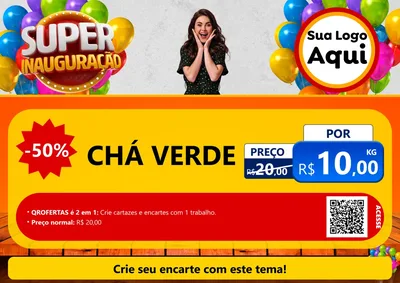 Modelo de Cartaz para Cartaz A4 Horizontal com o tema Super Inauguração para Produtos Naturais