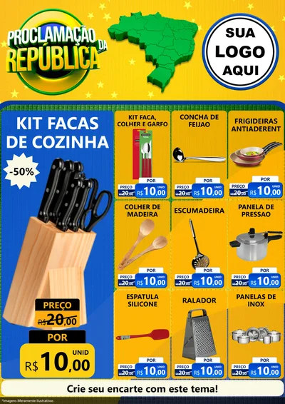 Modelo de Encarte para Encarte A4 Vertical com o tema Proclamação da República para Utilidades Domésticas