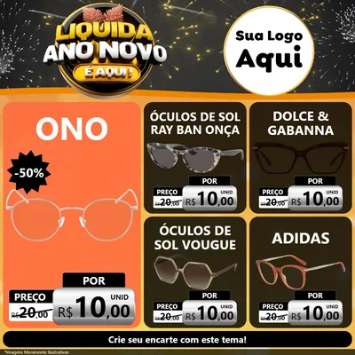 Modelo de Rede Social para Feed Facebook com o tema Liquida Ano Novo É Aqui! para Óticas