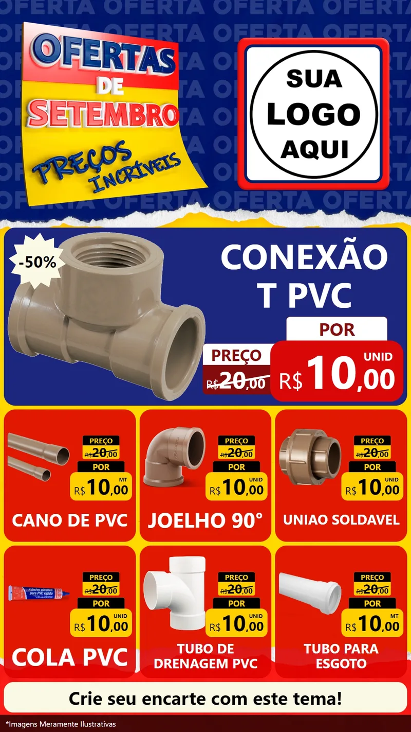 Modelo de Rede Social para Stories com o tema Ofertas de Setembro - Preços Incríveis para Tubos e conexões