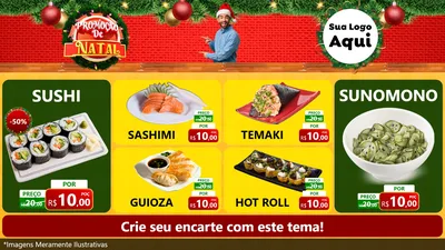 Modelo de TV para TV Horizontal com o tema Promoção de Natal para Comida japonesa
