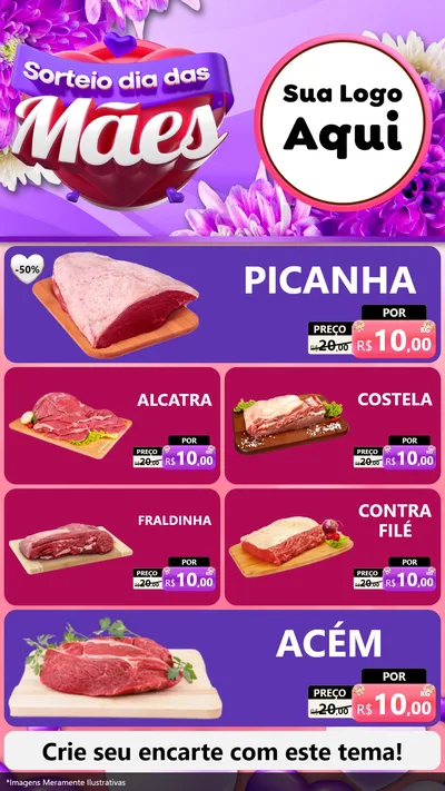 Modelo de TV para TV Vertical com o tema Sorteio Dia das Mães para Açougue