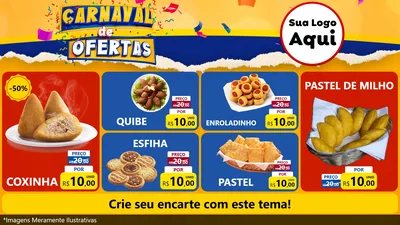 Modelo de TV para TV Horizontal com o tema Carnaval de Ofertas para Salgadaria