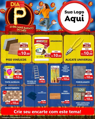 Modelo de Rede Social para Feed Instagram com o tema Dia P - O Dia Mais Barato Do Mês para Material para Construção