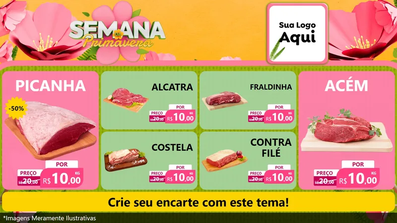 Modelo de TV para TV Horizontal com o tema Semana da Primavera para Açougue