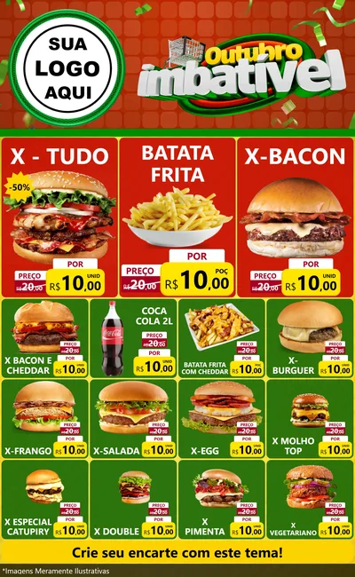 Modelo de Encarte para Encarte Grande com o tema Outubro Imbatível para Hamburgueria